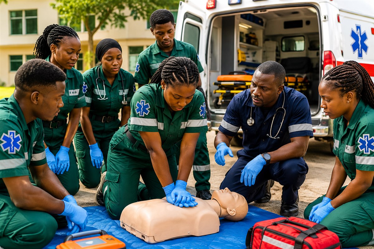 Paramedics CPR training session